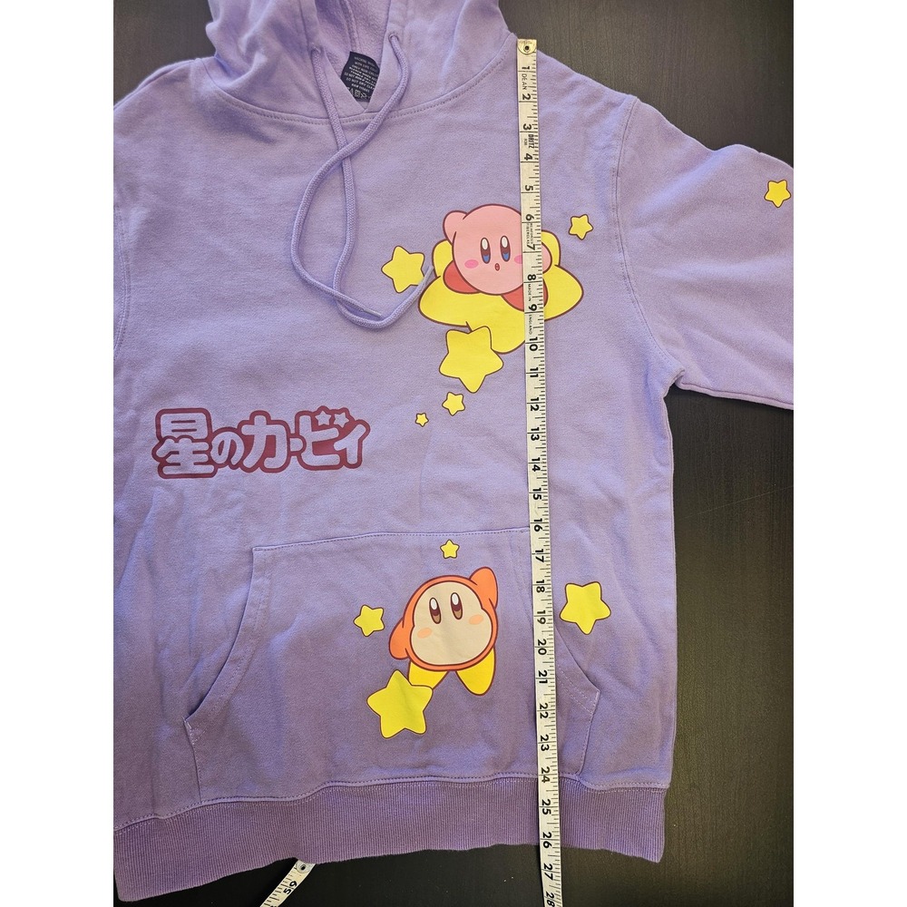 Kirby Hoodie Mens Small Purple Waddle Dee Stars Anime Fleece Pullover Sweatshirt - Picture 5 of 9